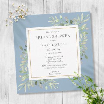 Small Elegant Dusty Blue Greenery Wedding Baby Shower Front View