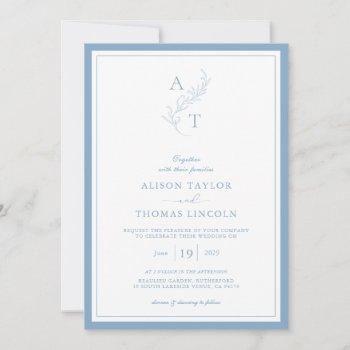 Small Elegant Dusty Blue Monogram Wedding Frame Front View