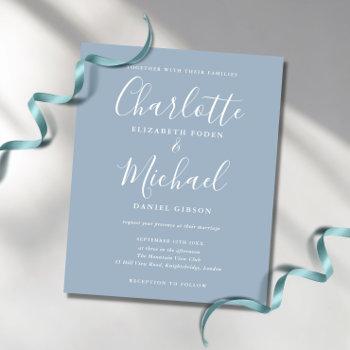 Small Elegant Dusty Blue Signature Wedding Front View