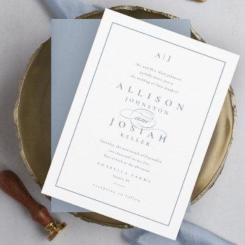 elegant dusty blue wedding invitation