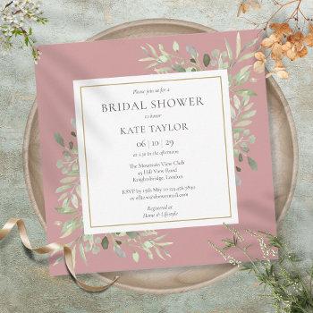 Small Elegant Dusty Rose Greenery Wedding Baby Shower Front View