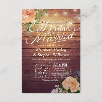 elegant eat drink & be married wedding invitations