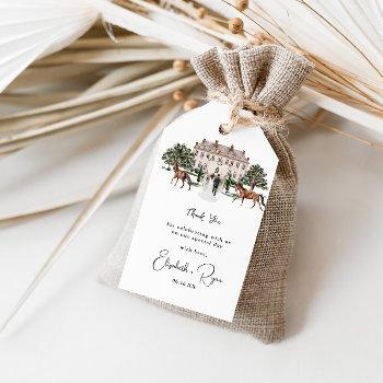 Small Elegant Equestrian Manor | Wedding Thank You Gift Tags Front View