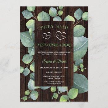 elegant eucalyptus frame after i do wedding bbq invitation