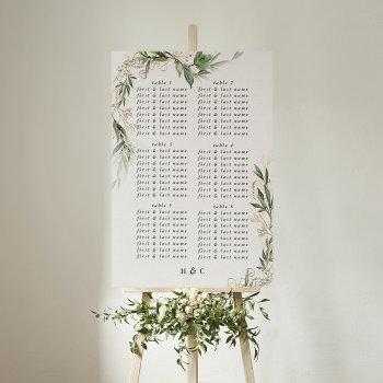 elegant eucalyptus greenery wedding seating chart
