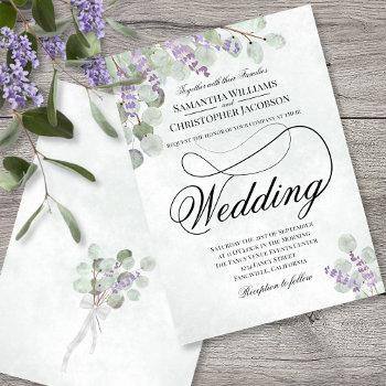 elegant eucalyptus & lavender sage green wedding invitation