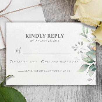 Small Elegant Eucalyptus Leaf Chic Greenery Gold Wedding Rsvp Front View