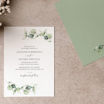 elegant eucalyptus leaves greenery rustic wedding invitation