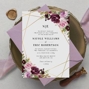 elegant fall floral geometric wedding invitation