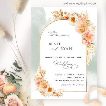 Small Elegant Floral Arch Peach Blush And Sage Wedding I Front View
