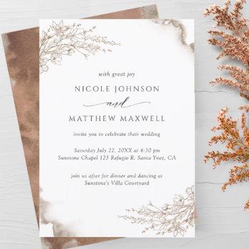 Small Elegant Floral, Earthy Tones Watercolor Wedding Front View