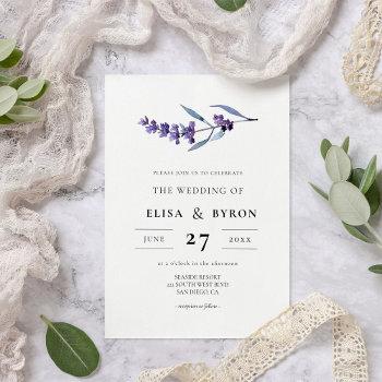 elegant floral lavender wedding invitation