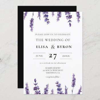 elegant floral lavender wedding invitation