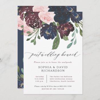 elegant floral navy and plum | post wedding brunch invitation