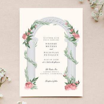 elegant floral wedding column garden wedding invitation