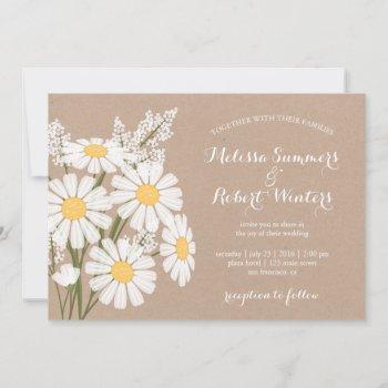 Small Elegant Floral White Daisies Beige Wedding Front View
