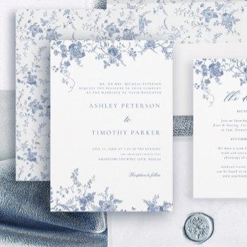 Small Elegant French Blue Vintage Floral Wedding Front View