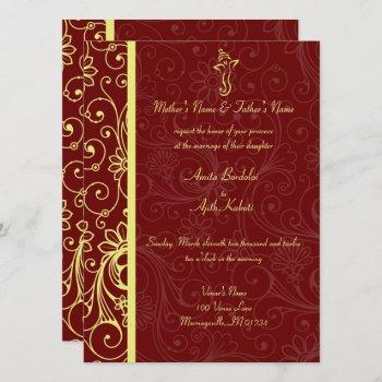 elegant ganapati red & gold wedding invitations