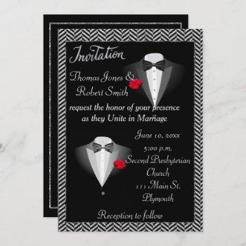 elegant gay tuxedo wedding invitation