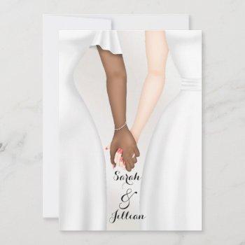 elegant gay wedding bride holding hands ethnic invitation