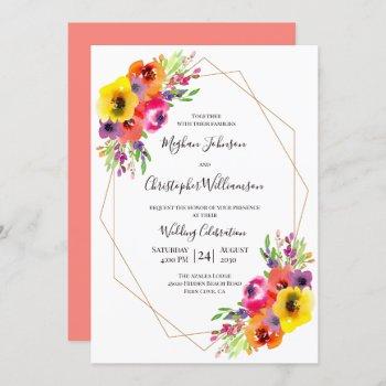 Small Elegant Geometric Bright Watercolor Floral Wedding Front View