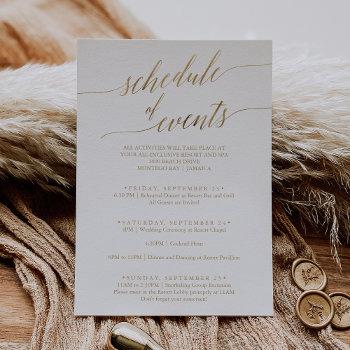 Small Elegant Gold " Wedding Schedule Of Events Front View