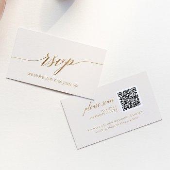 Small Elegant Gold And Ivory Wedding Qr Code Rsvp Front View
