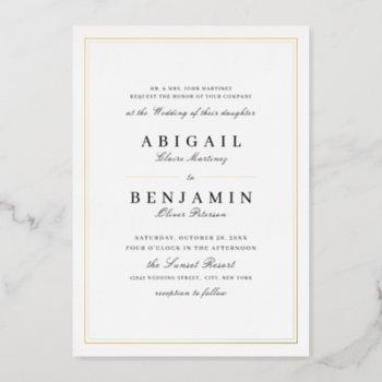 elegant gold borders minimalist wedding foil invitation