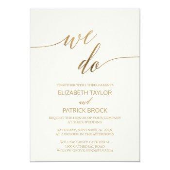 Small Elegant Gold Calligraphy | Ivory We Do Wedding Front View