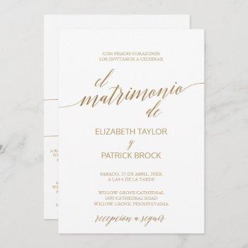 Small Elegant Gold Calligraphy | Spanish Details Wedding Front View