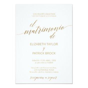 Small Elegant Gold Calligraphy | Spanish Details Wedding Front View