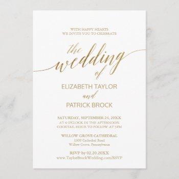 elegant gold calligraphy the wedding of with rsvp invitation