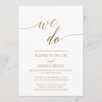 elegant gold calligraphy we do wedding invitation