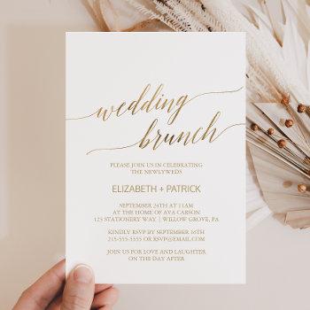 elegant gold calligraphy wedding brunch invitation