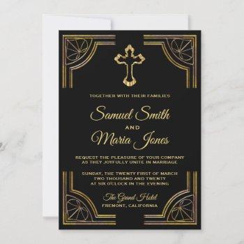Small Elegant Gold Cross Christian Wedding Front View