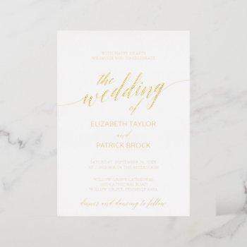 elegant gold foil calligraphy wedding foil invitation