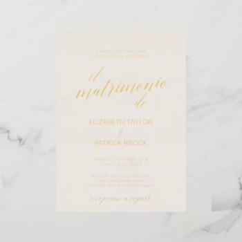 elegant gold foil | ivory spanish wedding foil invitation