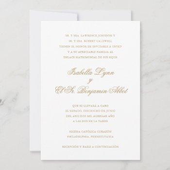 elegant gold formal spanish wedding invitation