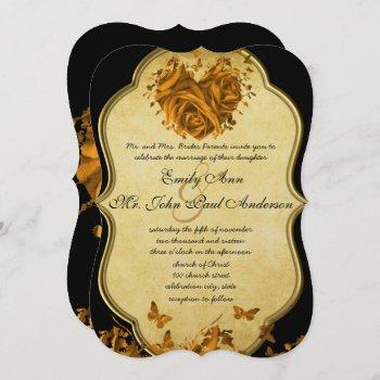 Small Elegant Gold Heart Roses & Butterflies Wedding Front View