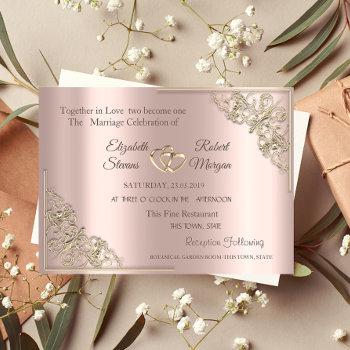 Small Elegant Gold Hearts Rose Gold Wedding Front View