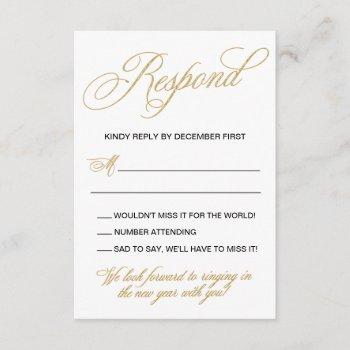 Small Elegant Gold New Years Eve Wedding  Rsvp Front View