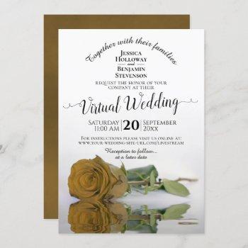 elegant gold ochre romantic rose virtual wedding invitation