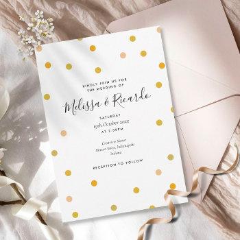 elegant gold polka dots wedding invitation