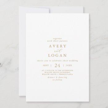 elegant gold script casual wedding invitation