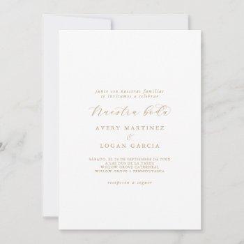 elegant gold script spanish nuestra boda invitation