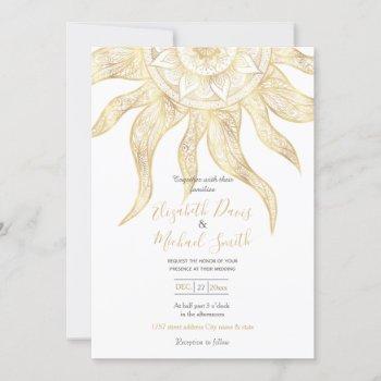 elegant gold sun mandala design invitation