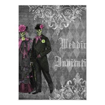 Small Elegant Gothic Bride & Groom Skeletons Wedding Front View