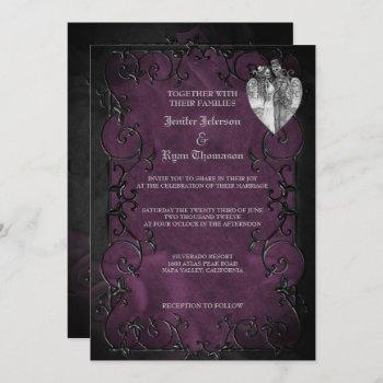 elegant gothic halloween wedding invitation