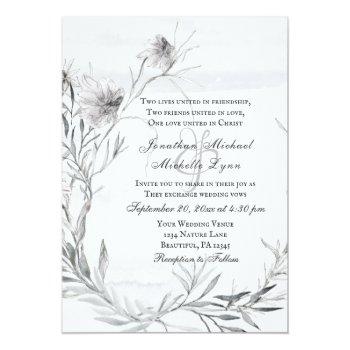 Small Elegant Gray Floral Watercolor Christian Wedding Front View