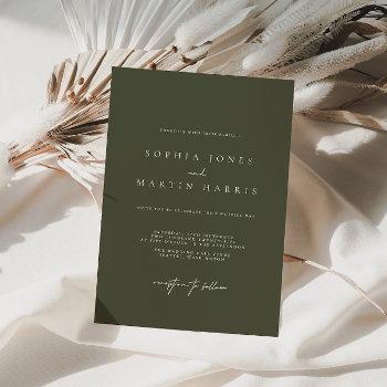 elegant  green minimalist wedding invitation
